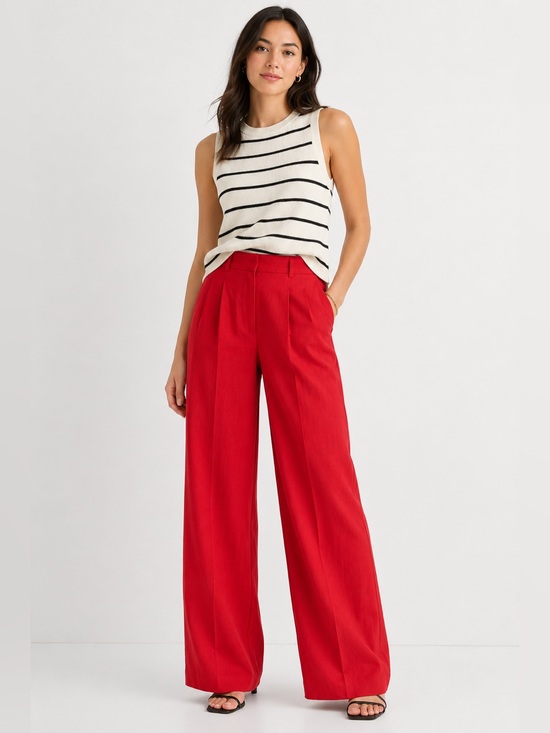 Old Navy Pants - Old Navy Taylor Wide Leg Trouser Pants Pleated Womens M Red Extra High Rise